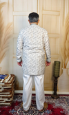 White  Blended Linen Embroidered Short Kurta