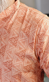 Peach Triangle Pattern Muslin Silk Kurta