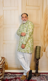 Light Green Blended Linen Embroidered Short Kurta