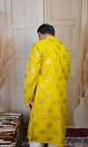 Yellow Golden Rose Printed Cotton Linen Kurta