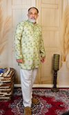 Light Green Blended Linen Embroidered Short Kurta