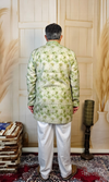 Light Green Blended Linen Embroidered Short Kurta