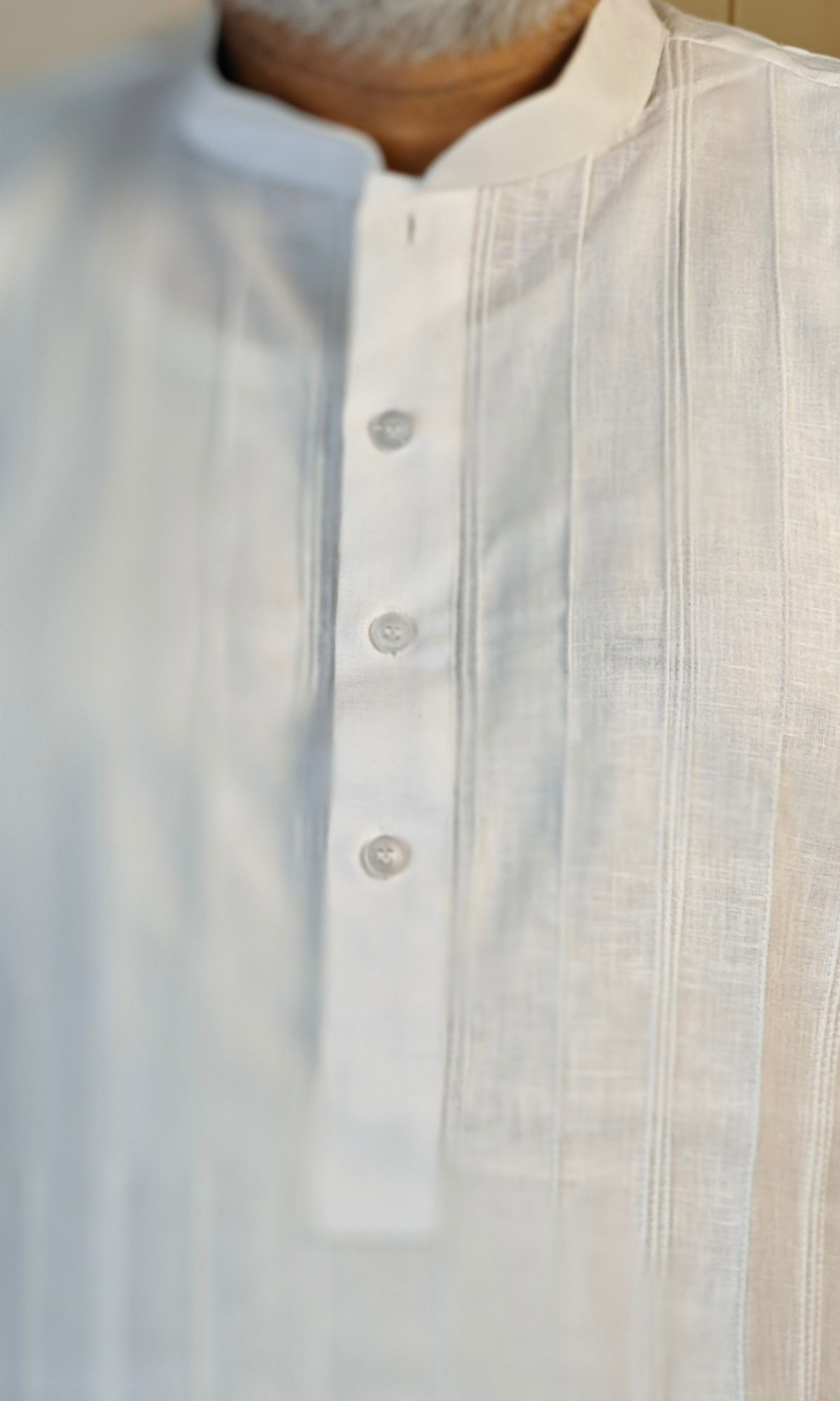 Elegant White Pure Linen Pintuck Kurta