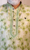 Light Green Blended Linen Embroidered Short Kurta