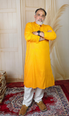 Yellow Dotted Pattern Cotton Kurta
