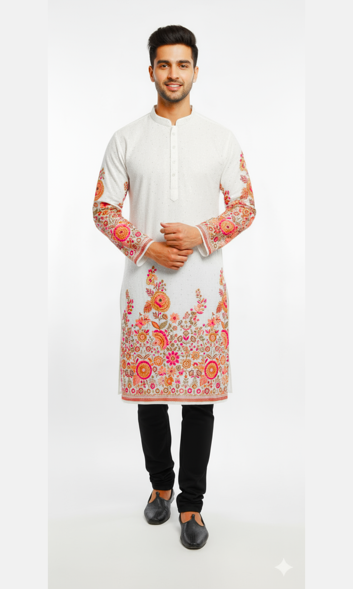 The 'Blush & Bloom' Embroidered Kurta