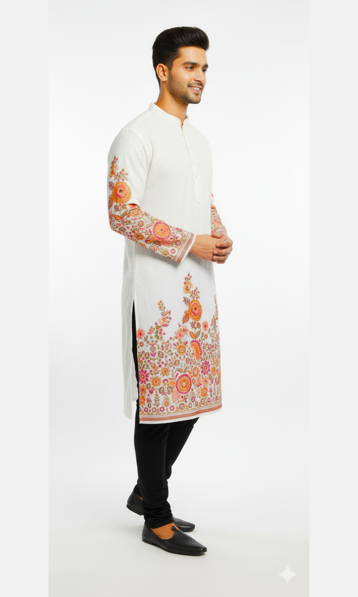 The 'Blush & Bloom' Embroidered Kurta