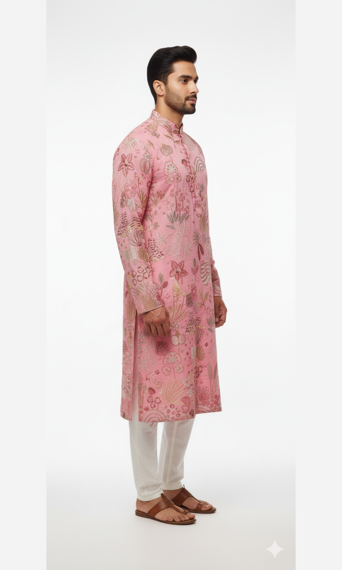 Pink Embroidered Festive & Wedding Kurta