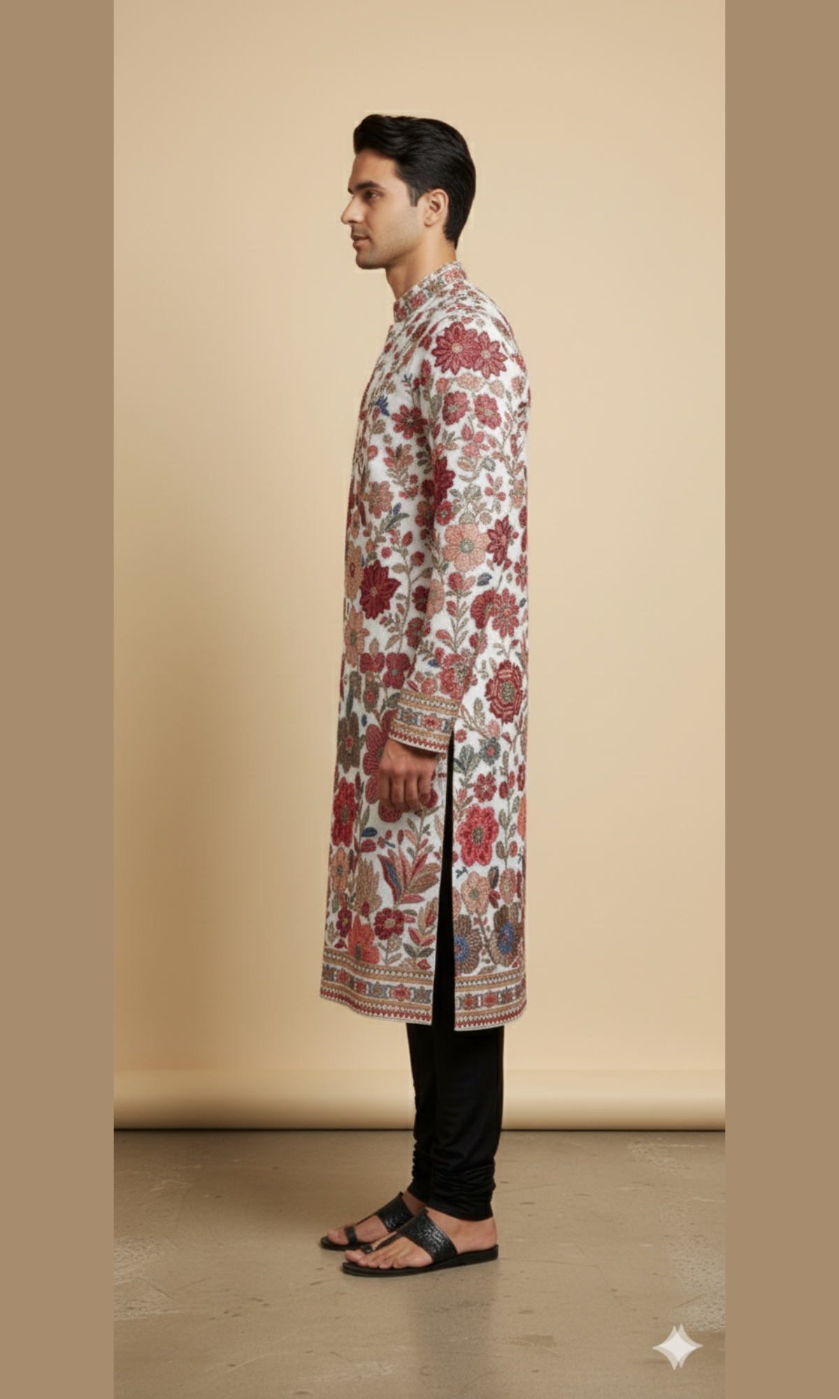 Ivory Floral Heavy Embroidered Wedding Kurta