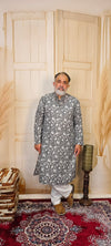 Black and White Cotton Printed Kurta