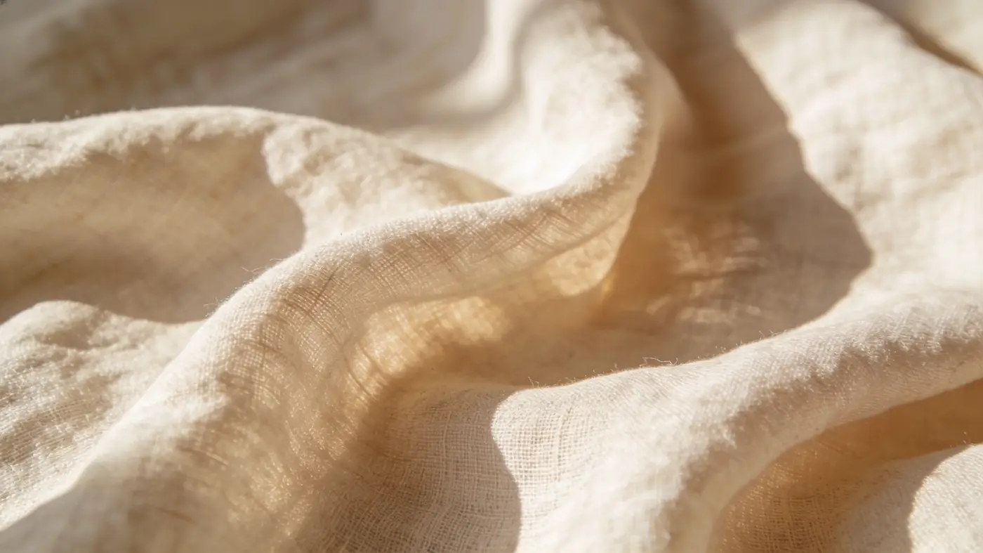 Close-up of natural linen fabric